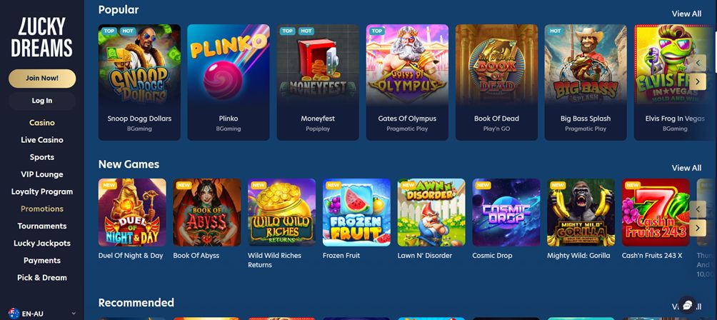 Lucky dreams slots screen